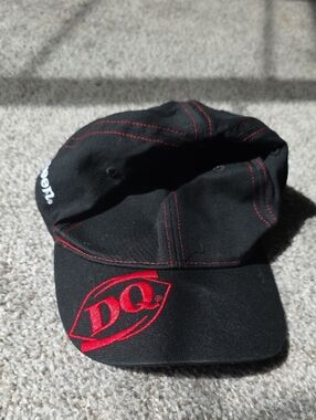 Embroidered Black DQ Dairy Queen Baseball Cap with Red Stitching